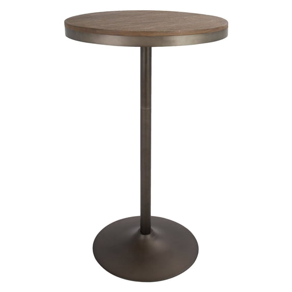 Dakota Industrial Adjustable Bar / Dinette Table in Antique and Brown by LumiSource