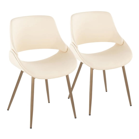LumiSource Antique Copper Metal, Cream PU Fabrico Chair - Set of 2