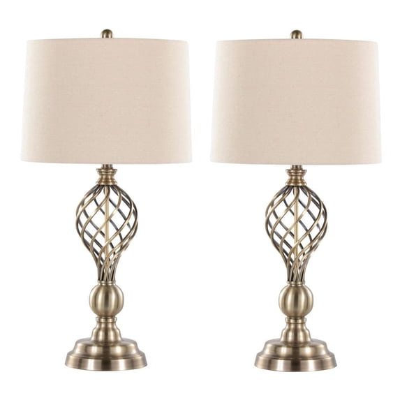 29.25" Antique Soft Brass Table Lamp Set of 2