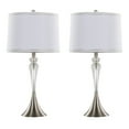 thumbnail image 1 of 28.25" Sleek Crystal Table Lamp w/ Brushed Nickel Finish White Linen Shades, 1 of 3