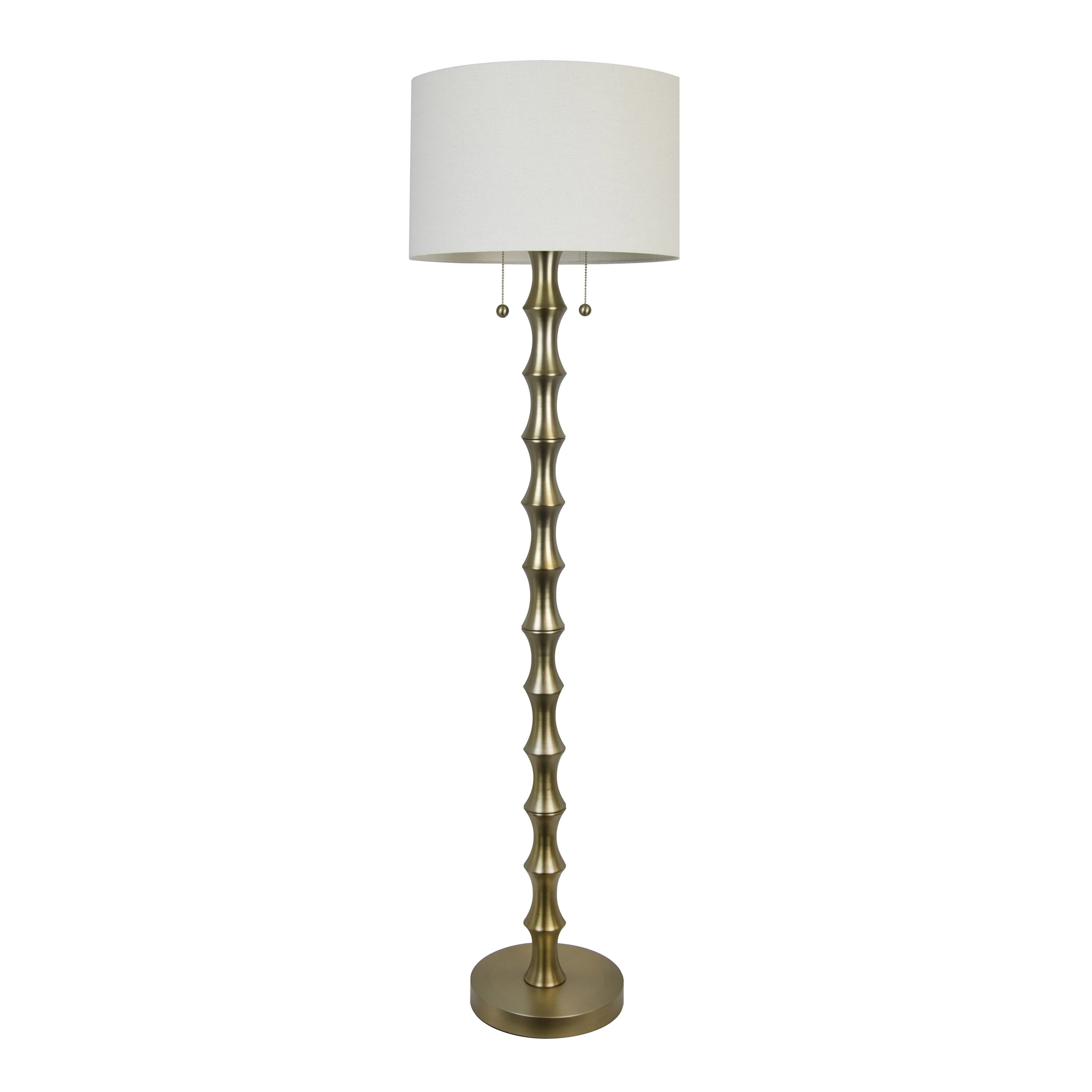 LumiSource Bamboo 58.5" Metal Floor Lamp Gold Plated/White Shade