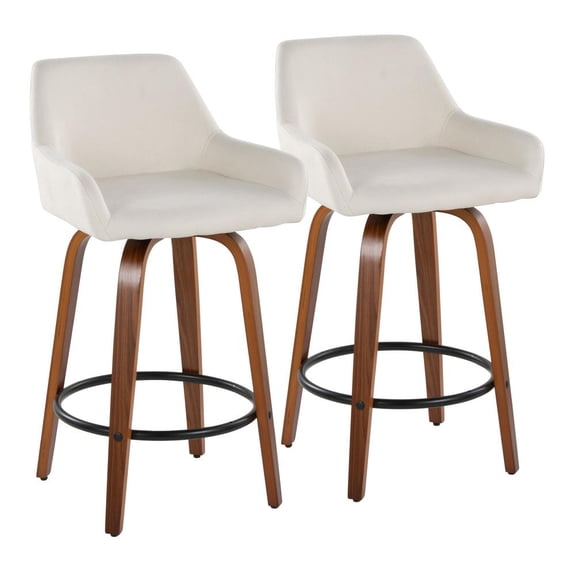 LumiSource Beige Daniella 26" Fixed-Height Counter Stool - Set of 2