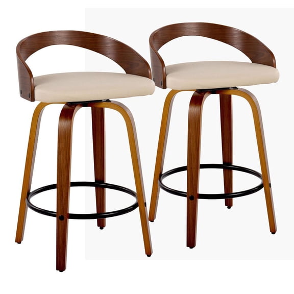 LumiSource Beige Grotto 26" Fixed-Height Counter Stool - Set of 2