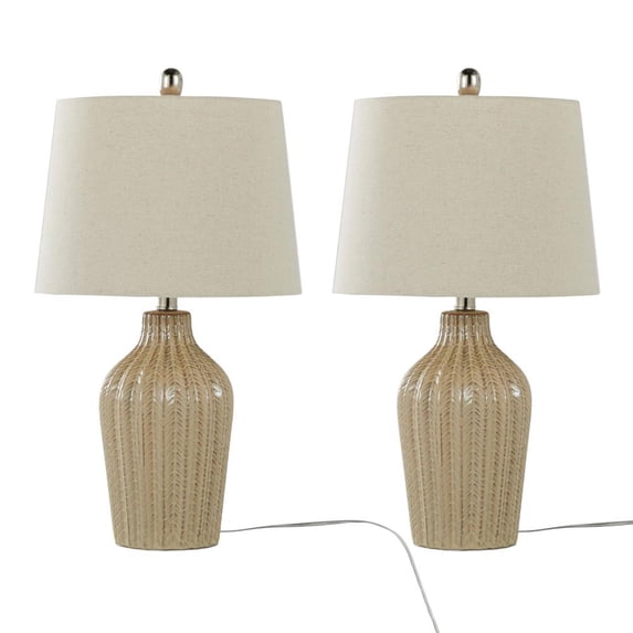 LumiSource Beige Rockwell 23" Ceramic Table Lamp - Set of 2