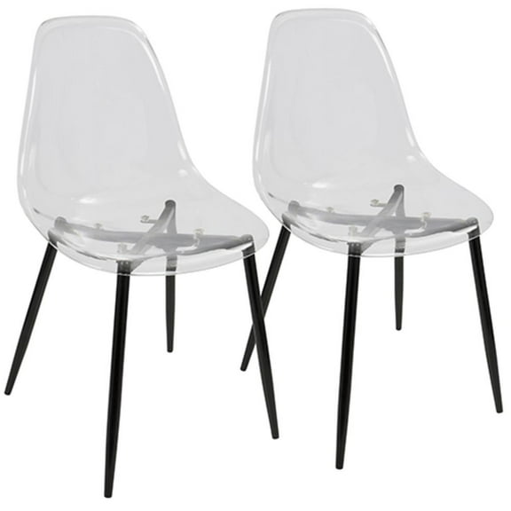LumiSource Black, Clear  Clara Dining Chair - Set of 2