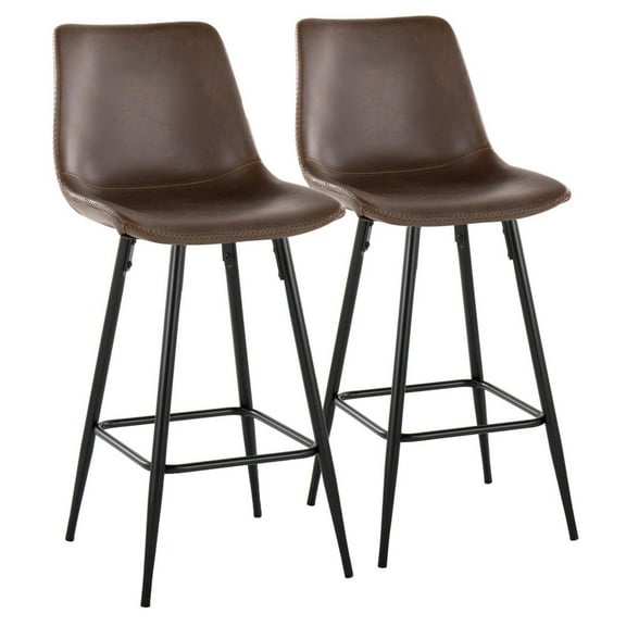 LumiSource Black Durango 26" Fixed-Height Counter Stool - Set of 2