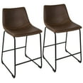 thumbnail image 1 of LumiSource Black, Espresso, Orange Stitch Duke Counter Stool - Set of 2, 1 of 7