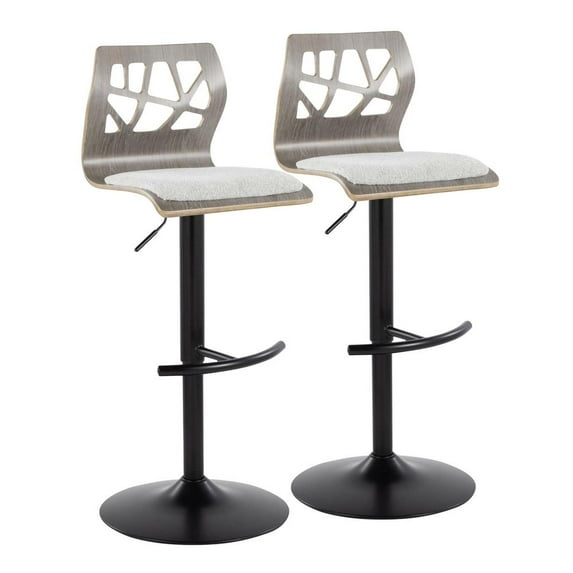 LumiSource Black Folia Adjustable Barstool - Set of 2