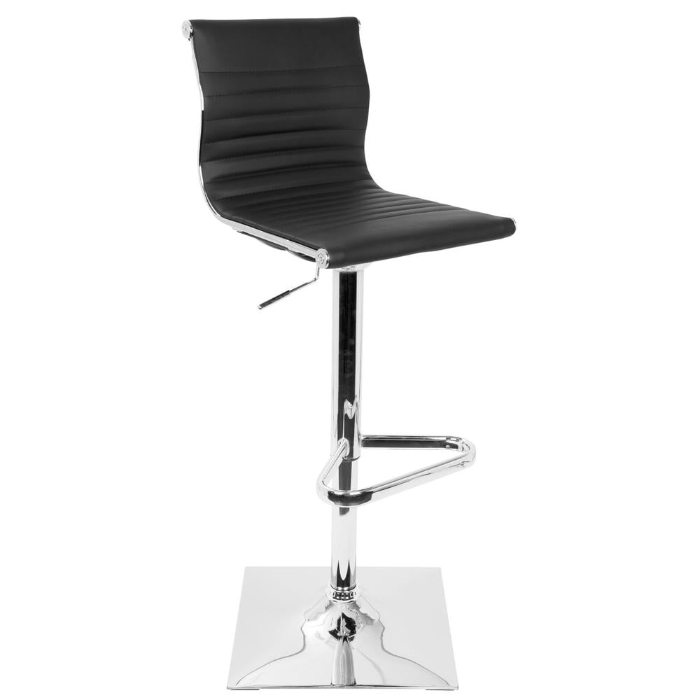 Contemporary Black Faux Leather Adjustable Swivel Bar Stool