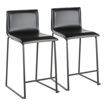 LumiSource Black Metal, Black PU Mara Counter Stool - Set of 2