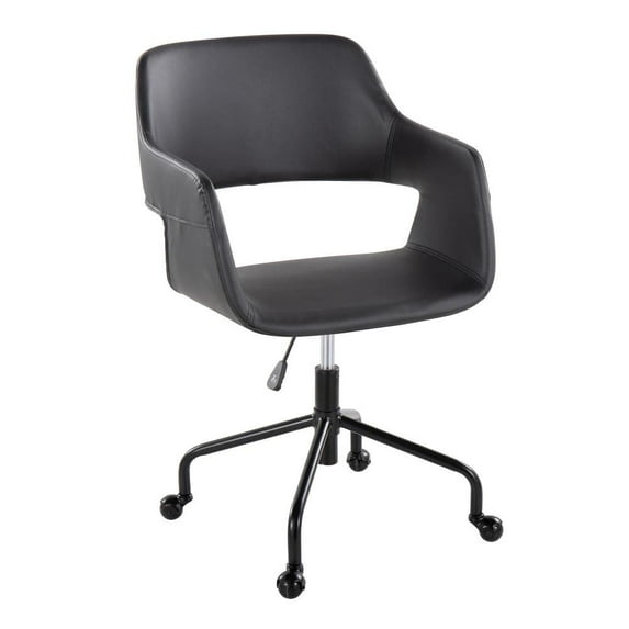 LumiSource Black Metal, Black PU Margarite Adjustable Office Chair