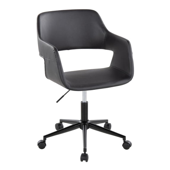 LumiSource Black Metal, Black PU Margarite Task Chair
