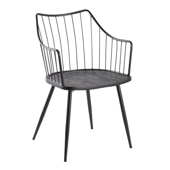 Winston Farmhouse Chair in Black Metal and Black Wood by LumiSource