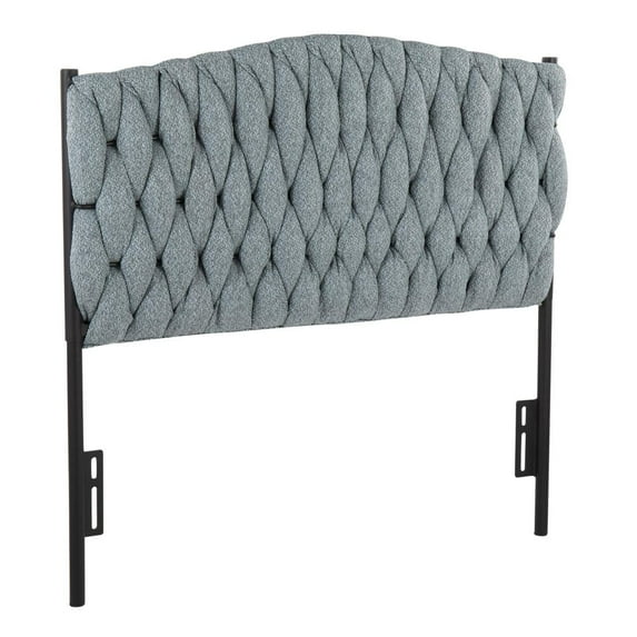 LumiSource Black Metal, Blue Fabric Braided Matisse Twin Headboard