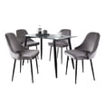 thumbnail image 1 of Clara-Marcel Contemporary Dining Set in Black Metal, Clear Glass and Silver Velvet - 5 Piece, 1 of 5
