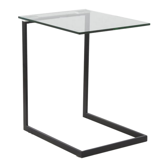 LumiSource Black Metal, Clear Glass Zenn End Table
