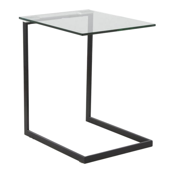 LumiSource Black Metal, Clear Glass Zenn End Table