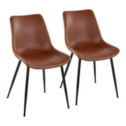 LumiSource Black Metal, Cognac PU Durango Dining Chair - Set of 2