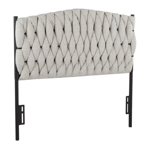 LumiSource Black Metal, Cream Fabric Braided Matisse Twin Headboard