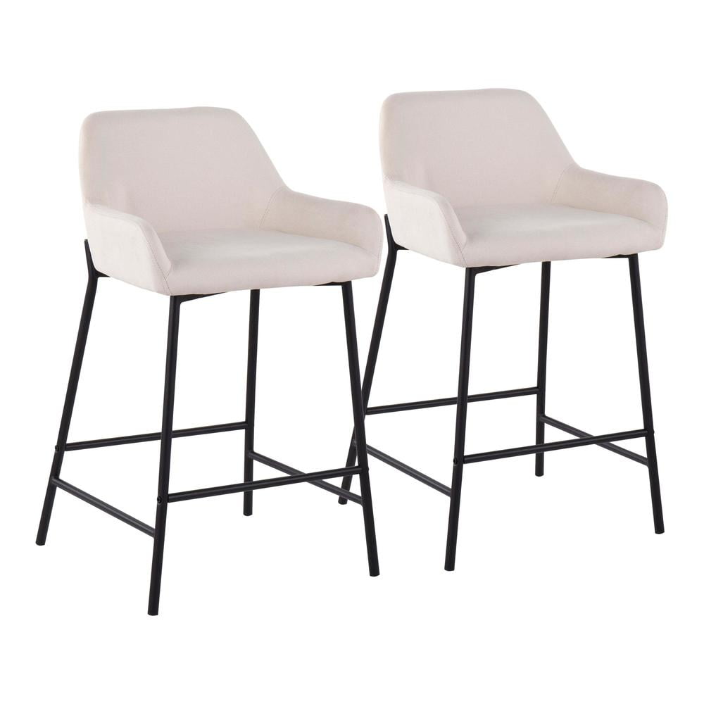 Daniella Cream Fabric and Metal Industrial Counter Stools - Set of 2