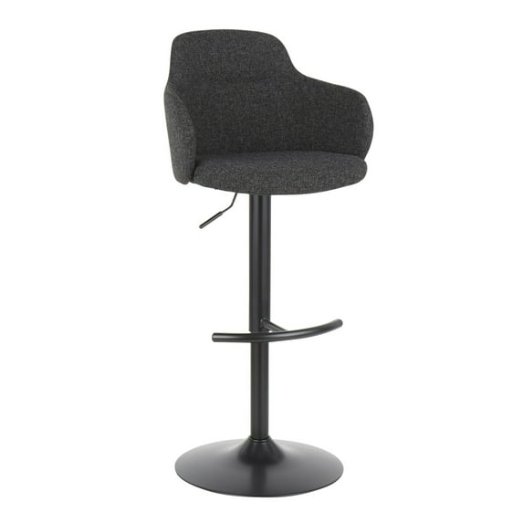 LumiSource Black Metal, Dark Grey Fabric Upholstered Boyne Bar Stool