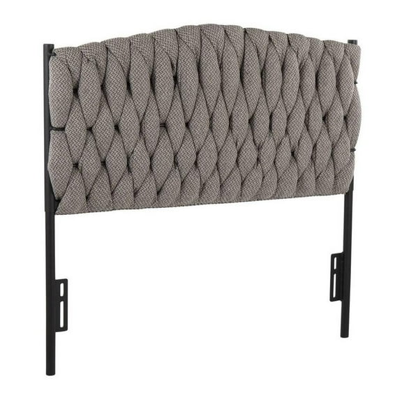 LumiSource Black Metal, Grey Fabric Braided Matisse Headboard
