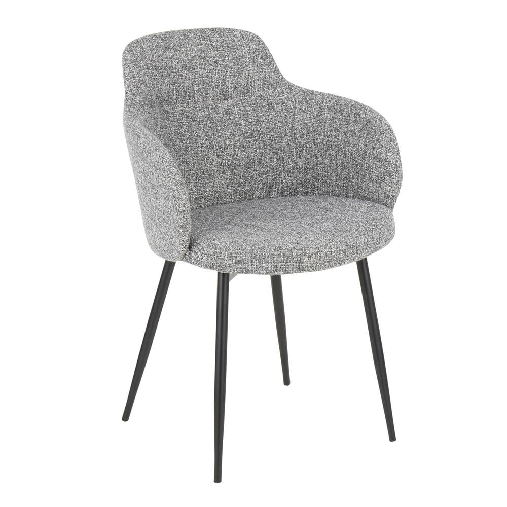 High-Back Boyne Chair with Upholstered Bucket Seat and Black Metal Legs