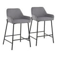 thumbnail image 1 of Daniella Industrial Counter Stool In Black Metal And Grey Faux Leather - Set Of 2, 1 of 13