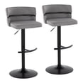 thumbnail image 1 of Cinch Contemporary Adjustable Barstool with Swivel in Black Metal and Light Grey Fabric with Rounded T Footrest by LumiSource - Set of 2, 1 of 4