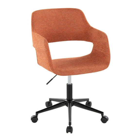 LumiSource Black Metal, Orange Fabric Margarite Task Chair