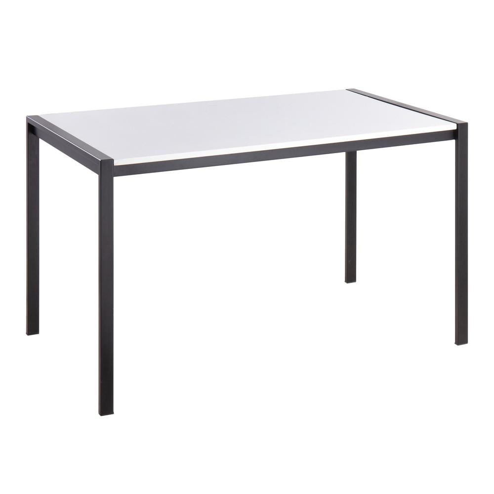 Contemporary Black Metal and White Wood Dining Table