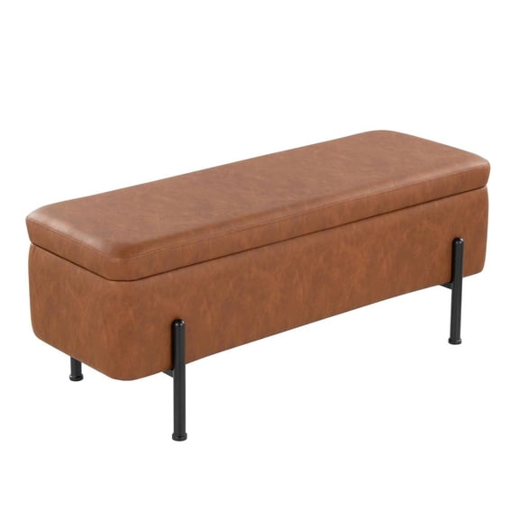 LumiSource Black Steel, Camel PU Daniella Storage Bench