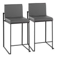 thumbnail image 1 of LumiSource Black Steel, Grey PU Fuji High Back Counter Stool - Set of 2, 1 of 8