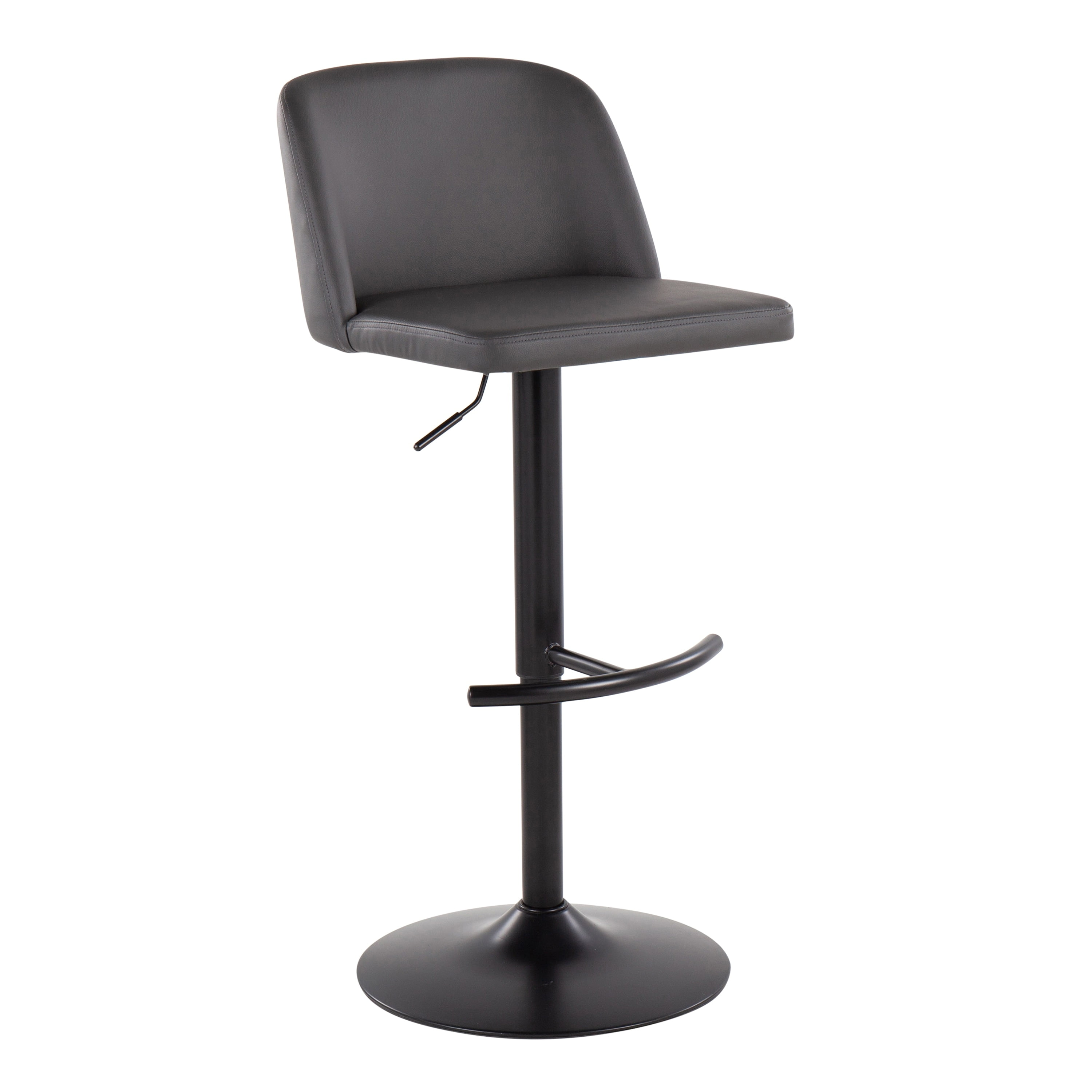 Toriano Adjustable Dark Gray Metal Swivel Bar Stools, Set of 2