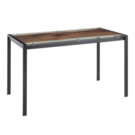 LumiSource Black Steel, Printed Glass Live Edge Table