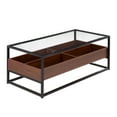 thumbnail image 1 of LumiSource Black Steel, Walnut Wood, Clear Glass Display Coffee Table, 1 of 7