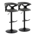 thumbnail image 1 of LumiSource Black Wood, Black Metal, Grey PU Gardenia Adjustable Barstool - Set of 2, 1 of 6