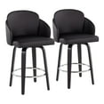 thumbnail image 1 of LumiSource Black Wood, Black PU, Chrome Dahlia Counter Stool - Set of 2, 1 of 8