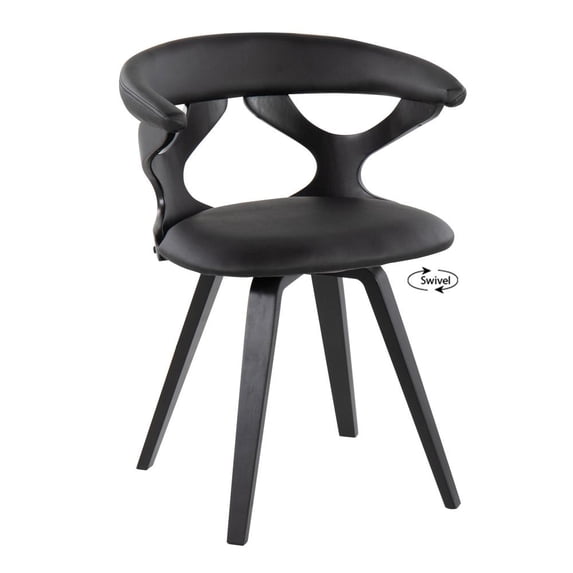 LumiSource Black Wood, Black PU Gardenia Chair