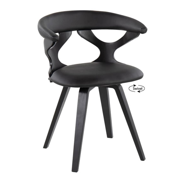 LumiSource Black Wood, Black PU Gardenia Chair