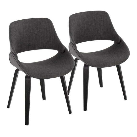 Carson Carrington Svellingen Dining Chair with Bent Wood Legs (Set of 2) Charcoal Fabric/Black Wood