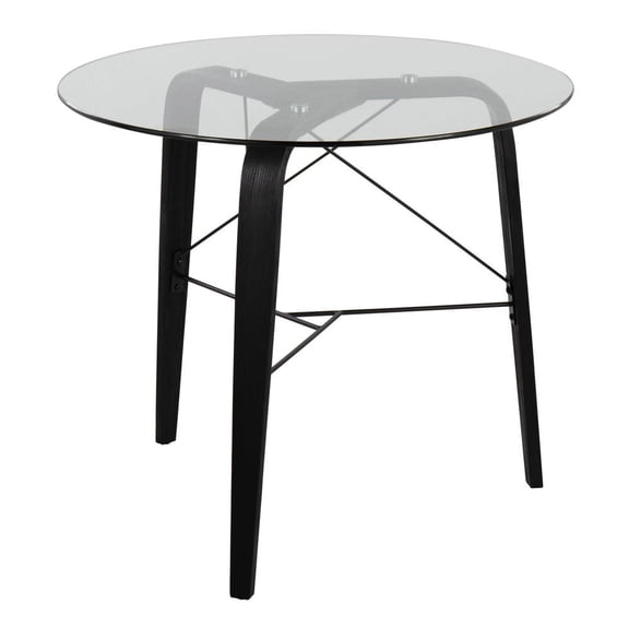LumiSource Black Wood, Clear Glass Trilogy Round Dinette Table