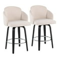 thumbnail image 1 of LumiSource Black Wood, Cream Fabric, Chrome Dahlia Counter Stool - Set of 2, 1 of 9