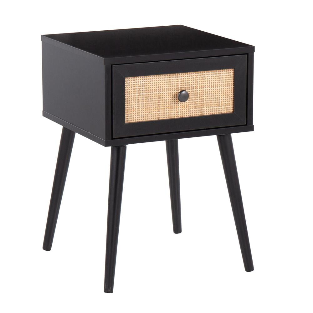 LumiSource Black Wood, Rattan Bora Bora Side Table