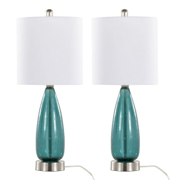 LumiSource Blue Bottega 22" Glass Accent Lamp - Set of 2