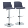 thumbnail image 1 of Toriano Adjustable Bar Stool, Chrome Bar Stools, Bar Chairs, Swivel Bar Stools, Bar Stools Set of 2 (Blue Fabric), 1 of 5