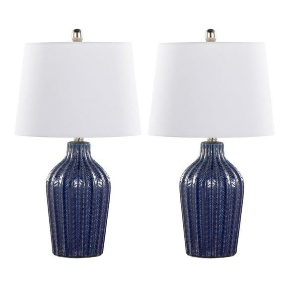 LumiSource Blue Rockwell 23" Ceramic Table Lamp - Set of 2