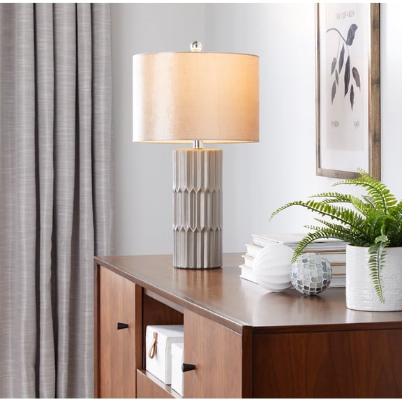 Tania 22" Contemporary Ceramic Table Lamp in Brown and Metallic Brown Ceramic with Champagne Shade by LumiSource