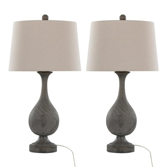 LumiSource Brown Cipolla Poly 29" Polyresin Table Lamp - Set of 2
