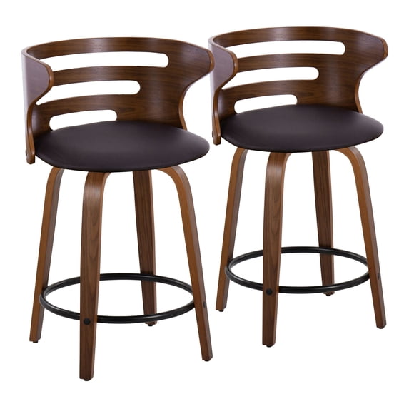 Cosini Counter Stools for Kitchen Counter in Walnut Wood, Counter Height Chairs, Bar Stools Set of 2, Counter Height Chairs, Bar Stools For Kitchen Island